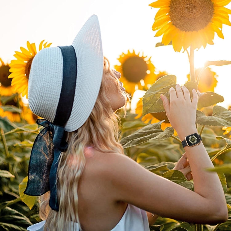 For Apple Watch SE 2023 44mm Lace Sunflower Embossed Silicone Watch Band(Black) - Watch Bands by PMc TechLife | Online Shopping South Africa | PMc TechLife | Buy Now Pay Later Mobicred