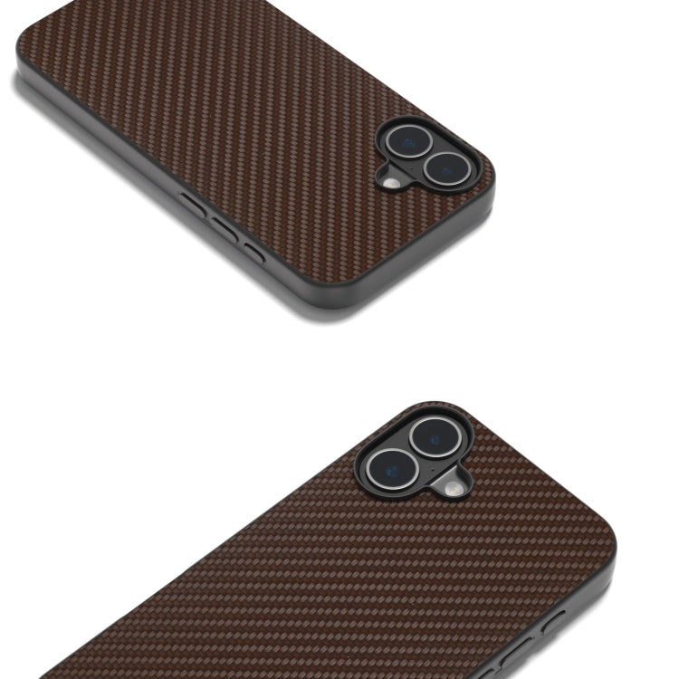 For iPhone 16 Carbon Fiber Texture Protective Phone Case(Dark Brown) - iPhone 16 Cases by PMC TechLife | Online Shopping South Africa | PMC TechLife | Buy Now Pay Later Mobicred