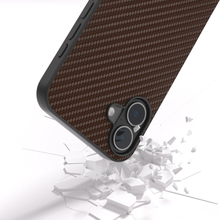 For iPhone 16 Carbon Fiber Texture Protective Phone Case(Dark Brown) - iPhone 16 Cases by PMC TechLife | Online Shopping South Africa | PMC TechLife | Buy Now Pay Later Mobicred