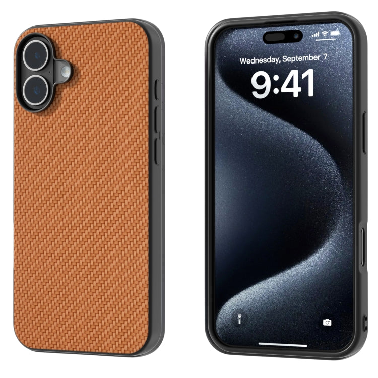 For iPhone 16 Plus Carbon Fiber Texture Protective Phone Case(Light Brown) - iPhone 16 Plus Cases by PMC TechLife | Online Shopping South Africa | PMC TechLife | Buy Now Pay Later Mobicred