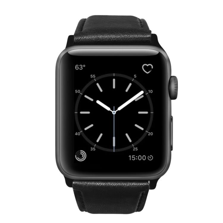 For Apple Watch SE 2023 44mm Oil Wax Genuine Leather Watch Band(Black) - Watch Bands by PMc TechLife | Online Shopping South Africa | PMc TechLife | Buy Now Pay Later Mobicred
