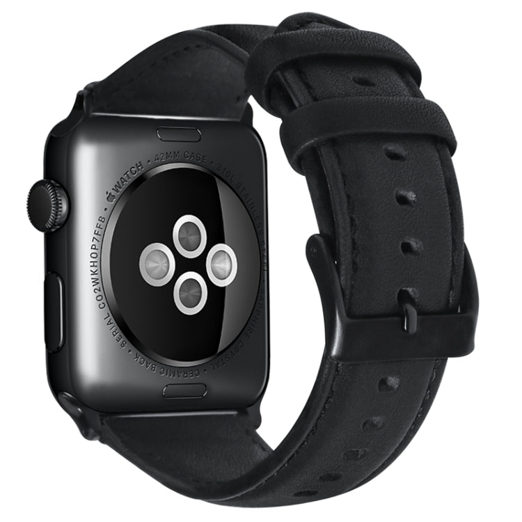 For Apple Watch Ultra 49mm Oil Wax Genuine Leather Watch Band(Black) - Watch Bands by PMC TechLife | Online Shopping South Africa | PMC TechLife | Buy Now Pay Later Mobicred