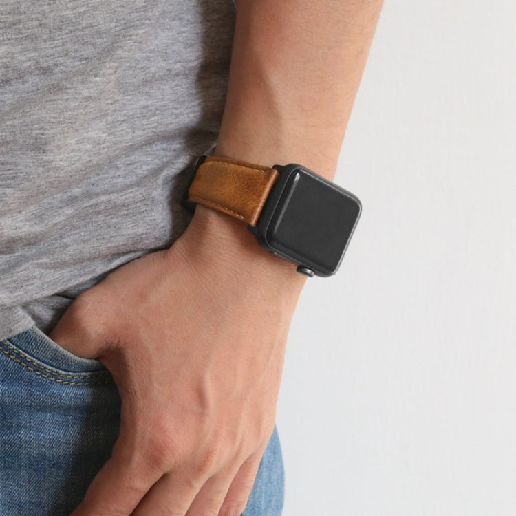 For Apple Watch Ultra 2 49mm Oil Wax Genuine Leather Watch Band(Yellow Brown) - Watch Bands by PMC TechLife | Online Shopping South Africa | PMC TechLife | Buy Now Pay Later Mobicred