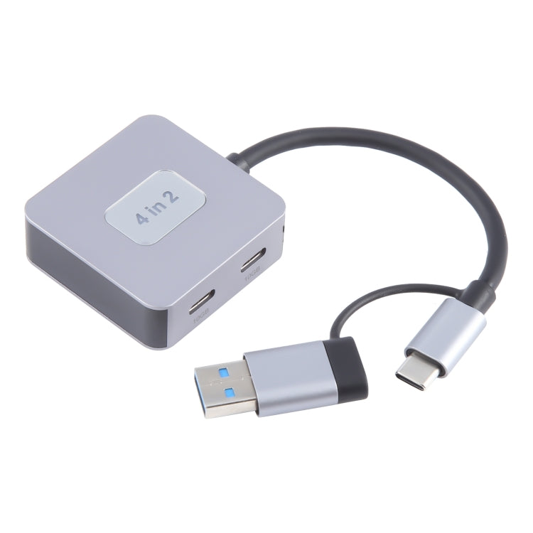 BYL-2320A 4 in 2 USB + USB-C / Type-C to USB + USB-C / Type-C 4 Port HUB Adapter(Grey) - USB 3.0 HUB by PMC Jewellery | Online Shopping South Africa | PMC Jewellery | Buy Now Pay Later Mobicred