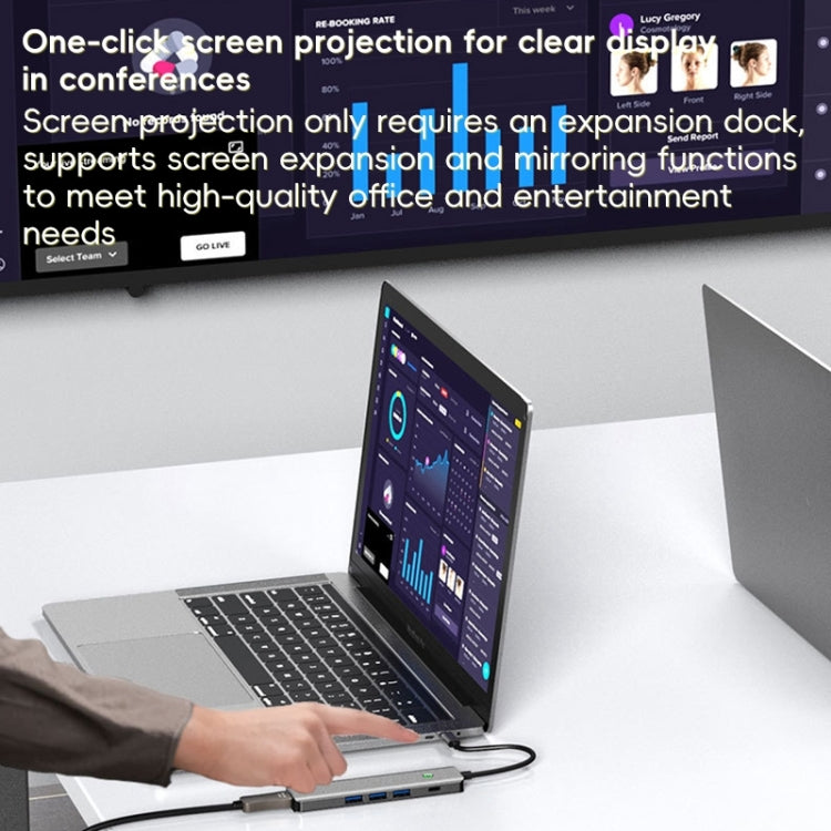 BYL-2319 5 in 1 USB-C / Type-C to USB3.0+USB-C / Type-C+HDTV Multi-function Docking Station(Grey) - USB HUB by PMC Jewellery | Online Shopping South Africa | PMC Jewellery | Buy Now Pay Later Mobicred