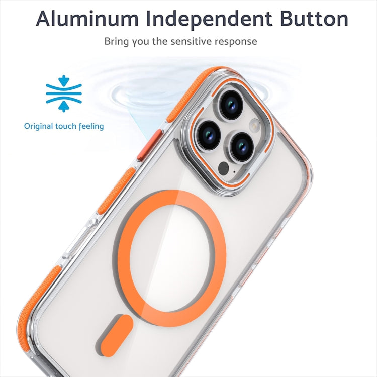 For iPhone 16 Pro Max Dual-Color Clear Acrylic Hybrid TPU Lens Flip Holder MagSafe Phone Case(Orange) - iPhone 16 Pro Max Cases by PMC TechLife | Online Shopping South Africa | PMC TechLife | Buy Now Pay Later Mobicred