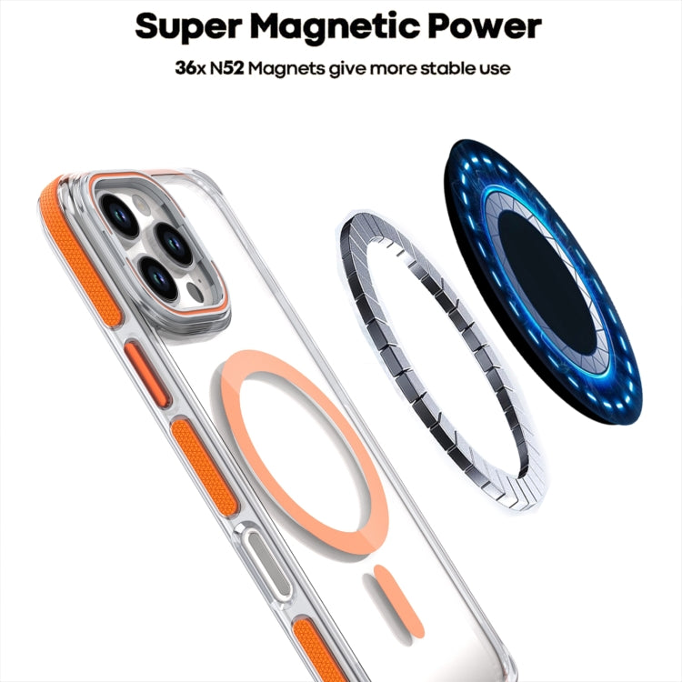 For iPhone 16 Dual-Color Clear Acrylic Hybrid TPU Lens Flip Holder MagSafe Phone Case(Blue) - free shipping - PMC TechLife - Order now!