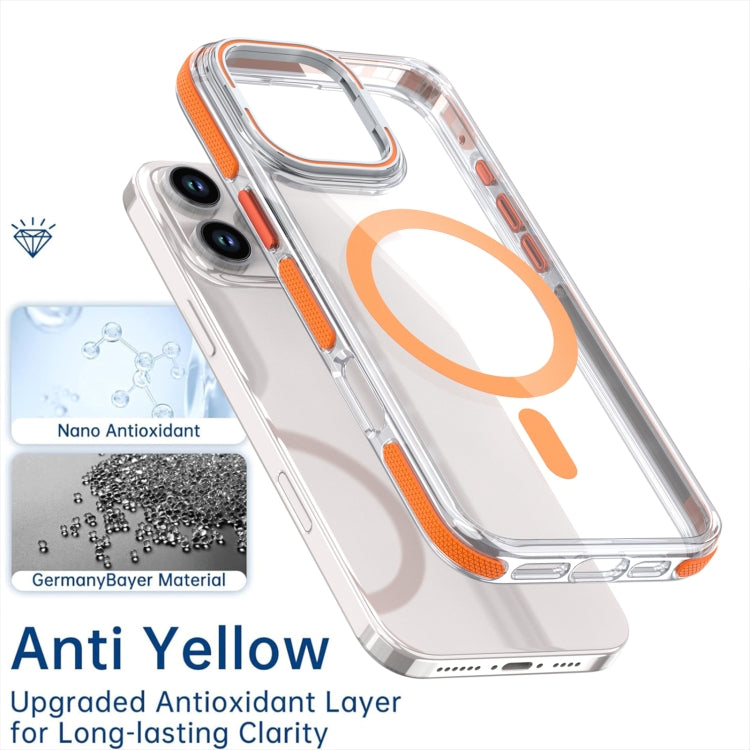 For iPhone 16 Plus Dual-Color Clear Acrylic Hybrid TPU Lens Flip Holder MagSafe Phone Case(Blue) - free shipping - PMC TechLife - Order now!