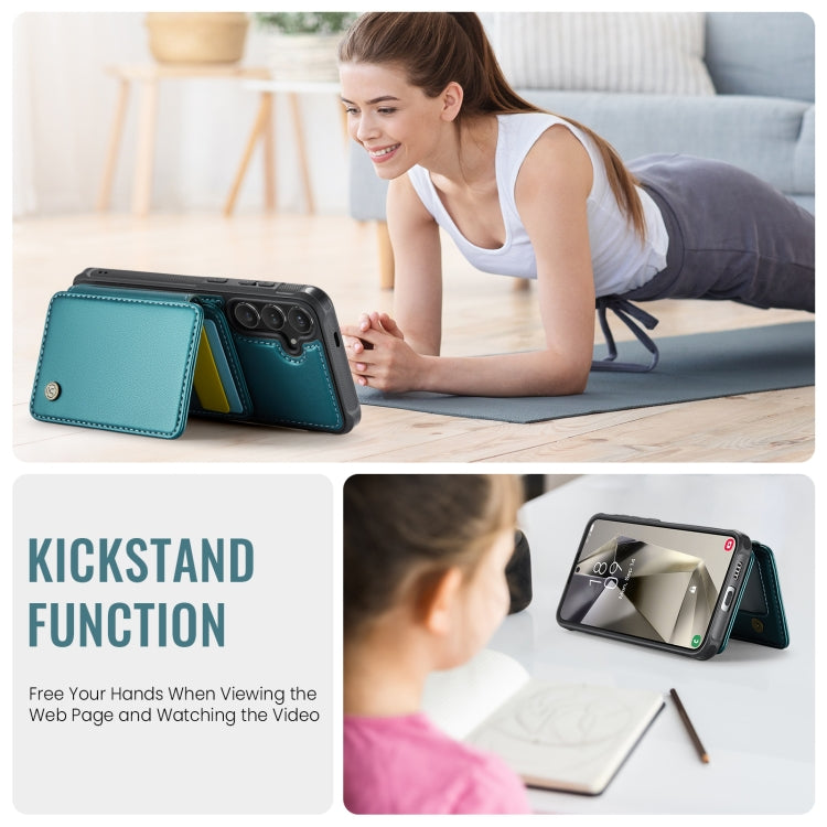 For Samsung Galaxy S24 5G JEEHOOD J05 Business Magnetic Style RFID Leather Phone Case(Blue Green) - Galaxy S24 5G Cases by JEEHOOD | Online Shopping South Africa | PMC Jewellery | Buy Now Pay Later Mobicred