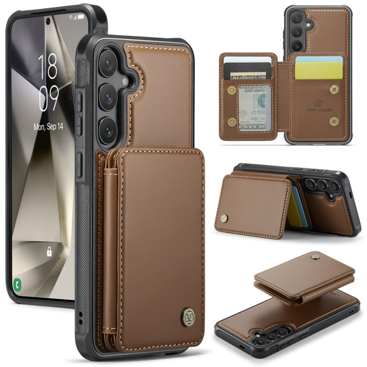 For Samsung Galaxy S24+ 5G JEEHOOD J05 Business Magnetic Style RFID Leather Phone Case(Brown) - free shipping - PMC Jewellery - Order now!