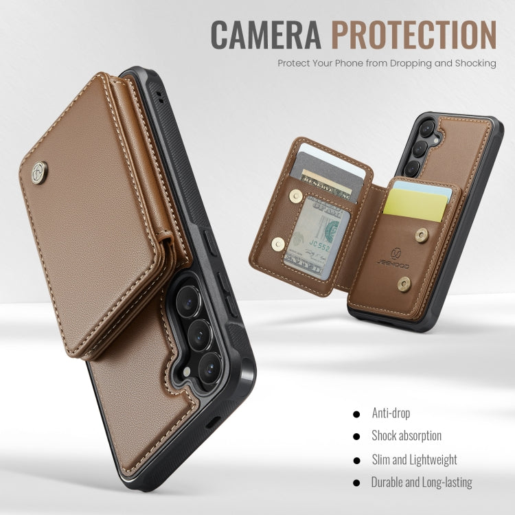For Samsung Galaxy S24+ 5G JEEHOOD J05 Business Magnetic Style RFID Leather Phone Case(Brown) - free shipping - PMC Jewellery - Order now!