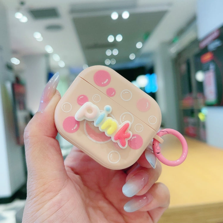For AirPods 3 Fresh 3D Text Skin Feel Earbuds Box PC Case(Pink) - For AirPods 3 by PMC Jewellery | Online Shopping South Africa | PMC Jewellery | Buy Now Pay Later Mobicred