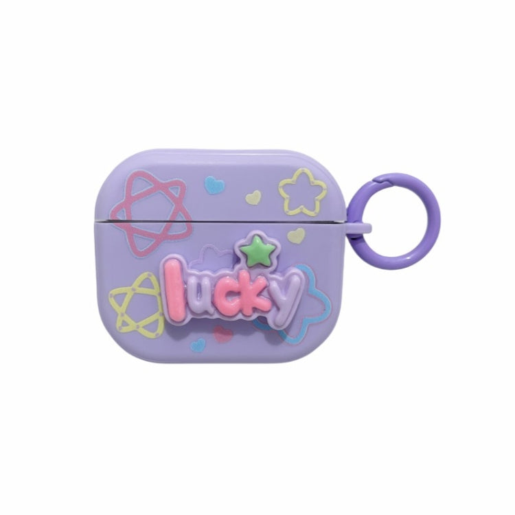 For AirPods 3 Fresh 3D Text Skin Feel Earbuds Box PC Case(Purple) - For AirPods 3 by PMC Jewellery | Online Shopping South Africa | PMC Jewellery | Buy Now Pay Later Mobicred