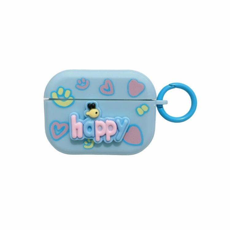 For AirPods Pro Fresh 3D Text Skin Feel Earbuds Box PC Case(Blue) - For AirPods Pro by PMC Jewellery | Online Shopping South Africa | PMC Jewellery | Buy Now Pay Later Mobicred