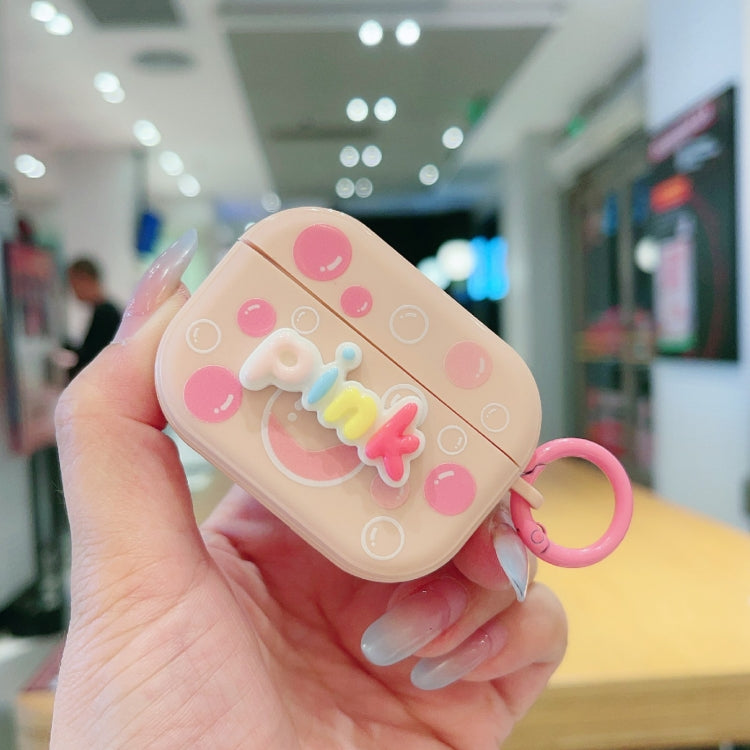 For AirPods Pro Fresh 3D Text Skin Feel Earbuds Box PC Case(Pink) - For AirPods Pro by PMC Jewellery | Online Shopping South Africa | PMC Jewellery | Buy Now Pay Later Mobicred