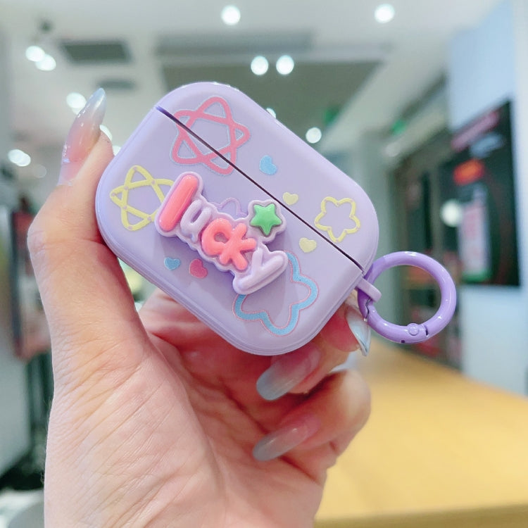 For AirPods Pro Fresh 3D Text Skin Feel Earbuds Box PC Case(Purple) - For AirPods Pro by PMC Jewellery | Online Shopping South Africa | PMC Jewellery | Buy Now Pay Later Mobicred