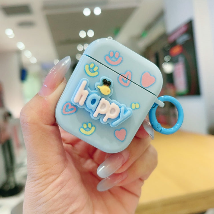 For AirPods 2 / 1 Fresh 3D Text Skin Feel Earbuds Box PC Case(Blue) - free shipping - PMC Jewellery - Order now!