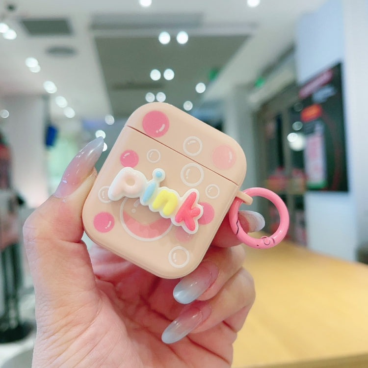 For AirPods 2 / 1 Fresh 3D Text Skin Feel Earbuds Box PC Case(Pink) - For AirPods 1/2 by PMC Jewellery | Online Shopping South Africa | PMC Jewellery | Buy Now Pay Later Mobicred