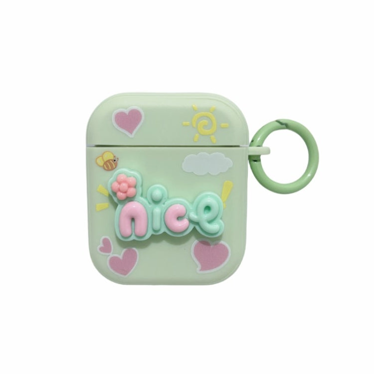 For AirPods 2 / 1 Fresh 3D Text Skin Feel Earbuds Box PC Case(Green) - For AirPods Pro 2 by PMC Jewellery | Online Shopping South Africa | PMC Jewellery | Buy Now Pay Later Mobicred