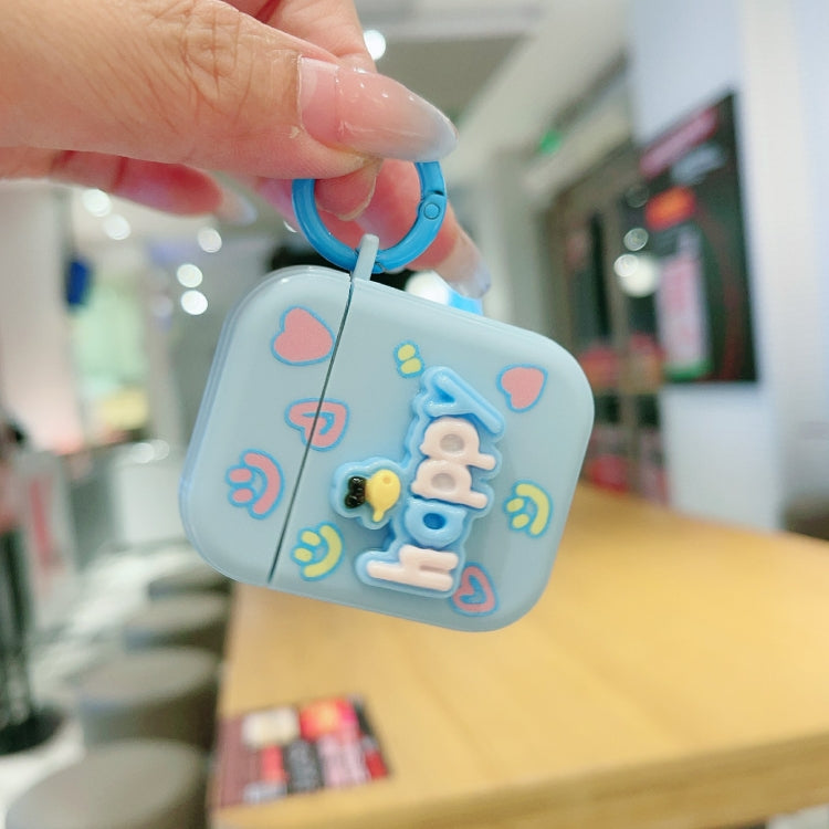 For AirPods Pro Fresh 3D Text Skin Feel Earbuds Box PC Case(Blue) - For AirPods Pro by PMC Jewellery | Online Shopping South Africa | PMC Jewellery | Buy Now Pay Later Mobicred