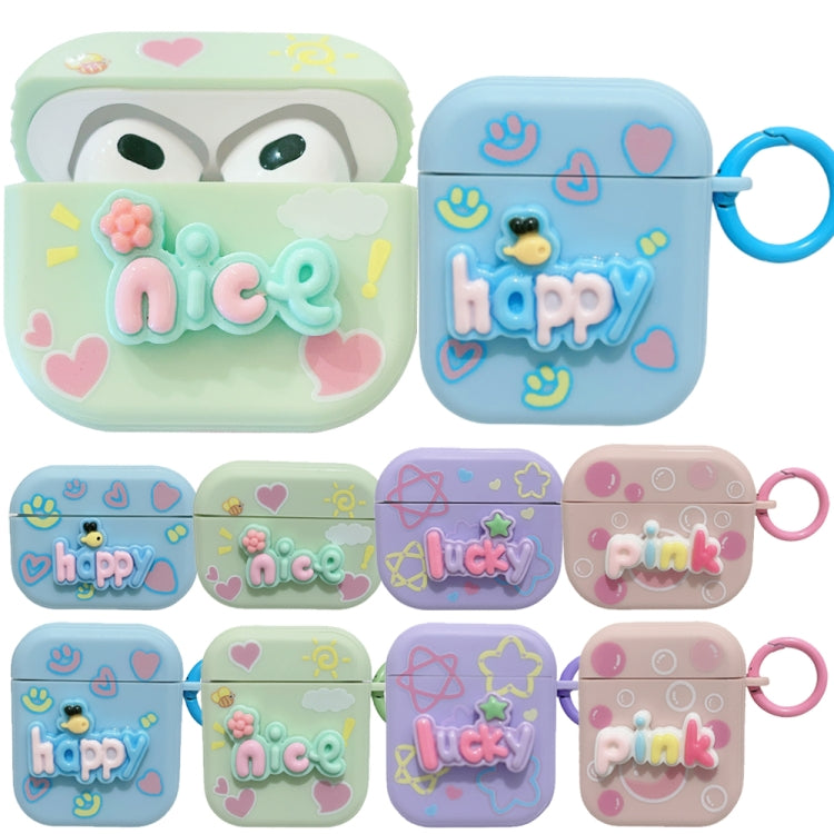 For AirPods 2 / 1 Fresh 3D Text Skin Feel Earbuds Box PC Case(Pink) - For AirPods 1/2 by PMC Jewellery | Online Shopping South Africa | PMC Jewellery | Buy Now Pay Later Mobicred