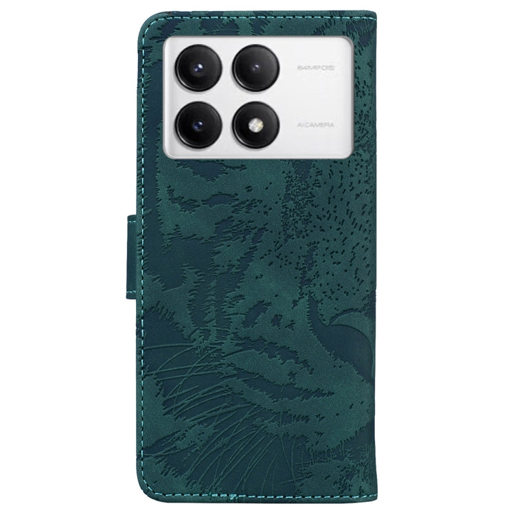 For Redmi K70 / K70 Pro Tiger Embossing Pattern Flip Leather Phone Case(Green) - free shipping - PMC Jewellery - Order now!