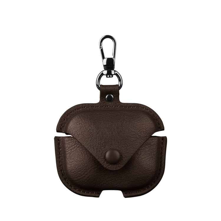 For Redmi Buds 5 / 6S Business Leather Earphone Protective Case with Hook(Dark Brown) - Xiaomi Earphone Case by PMC Jewellery | Online Shopping South Africa | PMC Jewellery | Buy Now Pay Later Mobicred