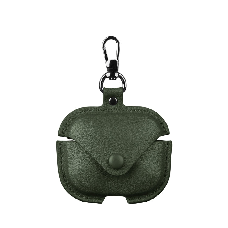 For Redmi Buds 5 / 6S Business Leather Earphone Protective Case with Hook(Green) - Xiaomi Earphone Case by PMC Jewellery | Online Shopping South Africa | PMC Jewellery | Buy Now Pay Later Mobicred