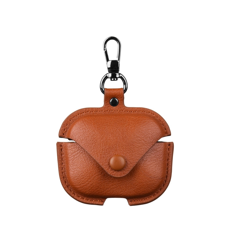 For Redmi Buds 5 / 6S Business Leather Earphone Protective Case with Hook(Light Brown) - Xiaomi Earphone Case by PMC Jewellery | Online Shopping South Africa | PMC Jewellery | Buy Now Pay Later Mobicred