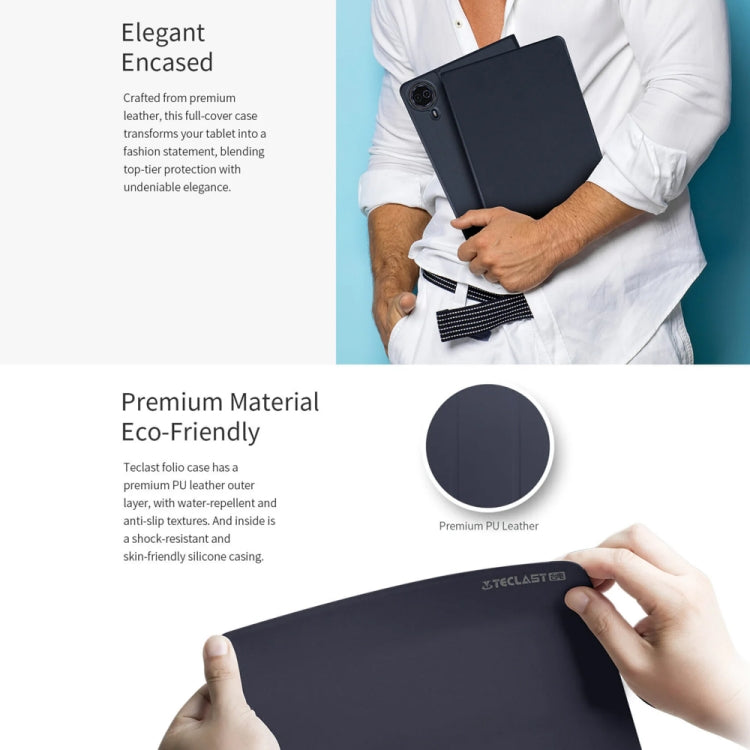 For Teclast T50 HD / T50 Max Anti-slip Texture Smart Tablet Leather Folio Case(Dark Blue) - Teclast by TECLAST | Online Shopping South Africa | PMC TechLife | Buy Now Pay Later Mobicred
