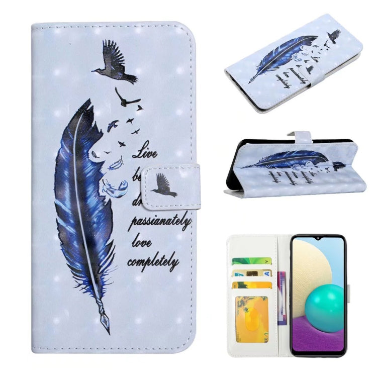 For Samsung Galaxy S25+ 5G Oil Embossed 3D Drawing Leather Phone Case(Blue Feather) - Galaxy S25+ 5G Cases by PMC TechLife | Online Shopping South Africa | PMC TechLife | Buy Now Pay Later Mobicred