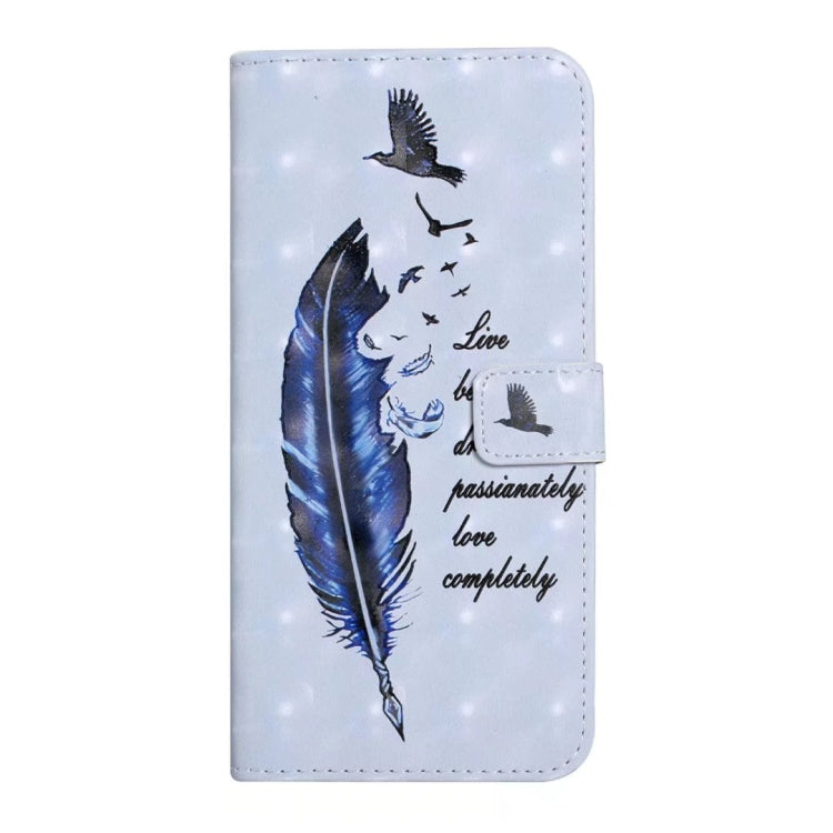 For Samsung Galaxy S25+ 5G Oil Embossed 3D Drawing Leather Phone Case(Blue Feather) - Galaxy S25+ 5G Cases by PMC TechLife | Online Shopping South Africa | PMC TechLife | Buy Now Pay Later Mobicred
