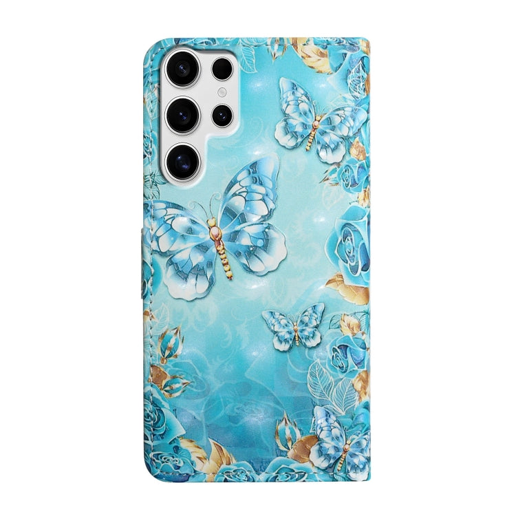 For Samsung Galaxy S25 Ultra 5G Oil Embossed 3D Drawing Leather Phone Case(Blue Butterflies) - Galaxy S25 Ultra 5G Cases by PMC TechLife | Online Shopping South Africa | PMC TechLife | Buy Now Pay Later Mobicred
