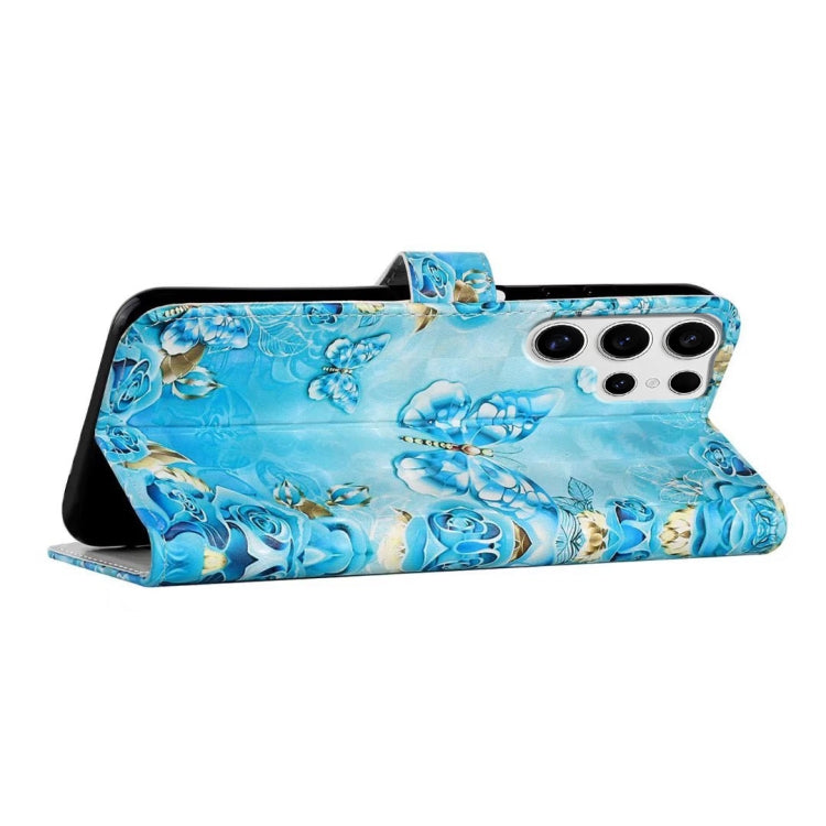 For Samsung Galaxy S25 Ultra 5G Oil Embossed 3D Drawing Leather Phone Case(Blue Butterflies) - Galaxy S25 Ultra 5G Cases by PMC TechLife | Online Shopping South Africa | PMC TechLife | Buy Now Pay Later Mobicred