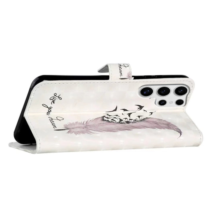For Samsung Galaxy S25 Ultra 5G Oil Embossed 3D Drawing Leather Phone Case(Feather) - Galaxy S25 Ultra 5G Cases by PMC TechLife | Online Shopping South Africa | PMC TechLife | Buy Now Pay Later Mobicred