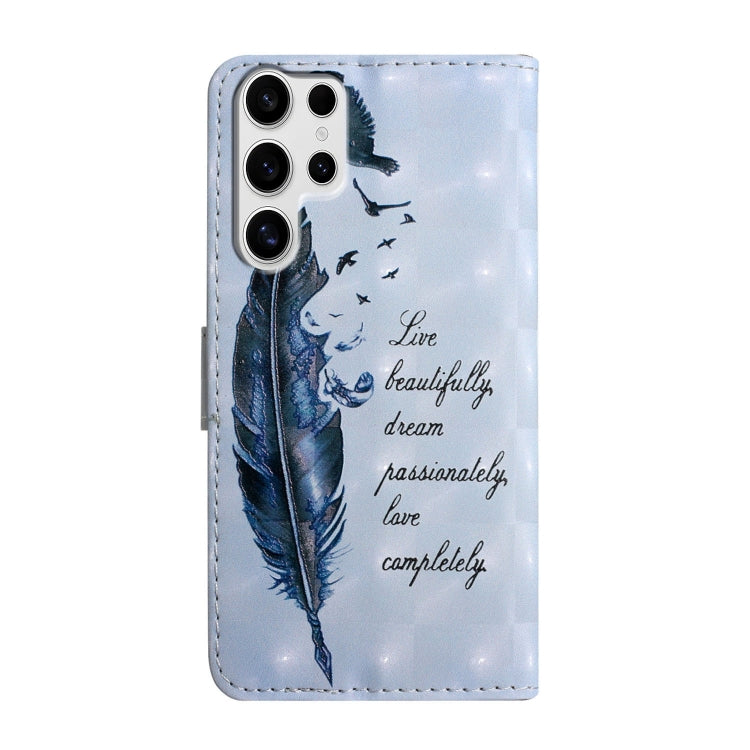 For Samsung Galaxy S25 Ultra 5G Oil Embossed 3D Drawing Leather Phone Case(Blue Feather) - Galaxy S25 Ultra 5G Cases by PMC TechLife | Online Shopping South Africa | PMC TechLife | Buy Now Pay Later Mobicred