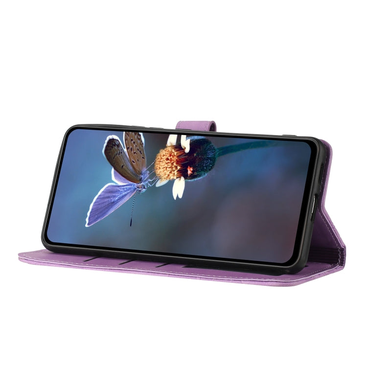 For Samsung Galaxy S25 Ultra 5G Flower Embossing Pattern Leather Phone Case(Purple) - Galaxy S25 Ultra 5G Cases by PMC Jewellery | Online Shopping South Africa | PMC Jewellery | Buy Now Pay Later Mobicred