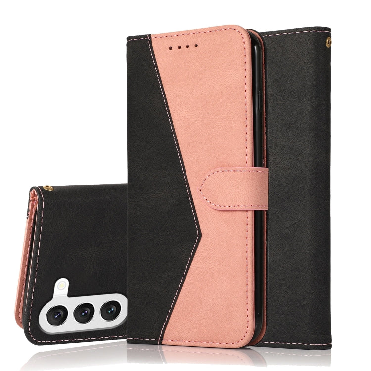 For Samsung Galaxy S25 5G Dual-color Stitching Leather Phone Case(Black Rose Gold) - Galaxy S25 5G Cases by PMC TechLife | Online Shopping South Africa | PMC TechLife | Buy Now Pay Later Mobicred