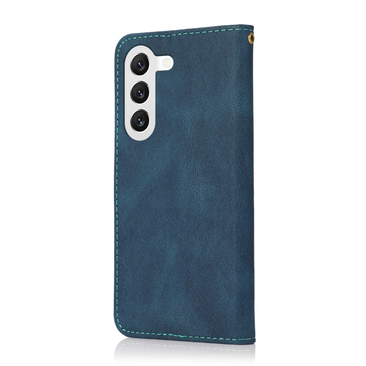 For Samsung Galaxy S25+ 5G Dual-color Stitching Leather Phone Case(Blue Green) - free shipping - PMC Jewellery - Order now!