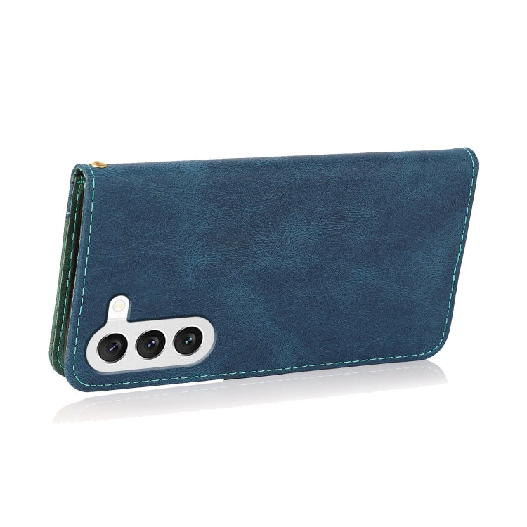 For Samsung Galaxy S25+ 5G Dual-color Stitching Leather Phone Case(Blue Green) - free shipping - PMC Jewellery - Order now!