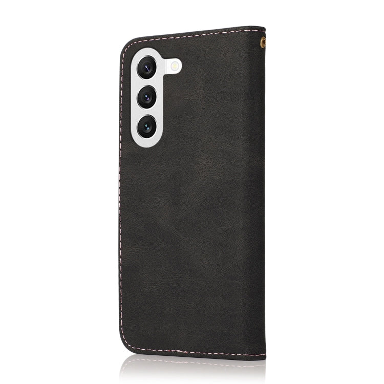 For Samsung Galaxy S25+ 5G Dual-color Stitching Leather Phone Case(Black Rose Gold) - Galaxy S25+ 5G Cases by PMC TechLife | Online Shopping South Africa | PMC TechLife | Buy Now Pay Later Mobicred