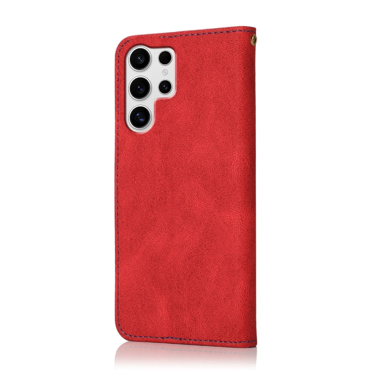 For Samsung Galaxy S25 Ultra 5G Dual-color Stitching Leather Phone Case(Red Blue) - Galaxy S25 Ultra 5G Cases by PMC TechLife | Online Shopping South Africa | PMC TechLife | Buy Now Pay Later Mobicred