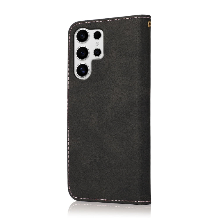 For Samsung Galaxy S25 Ultra 5G Dual-color Stitching Leather Phone Case(Black Rose Gold) - Galaxy S25 Ultra 5G Cases by PMC TechLife | Online Shopping South Africa | PMC TechLife | Buy Now Pay Later Mobicred