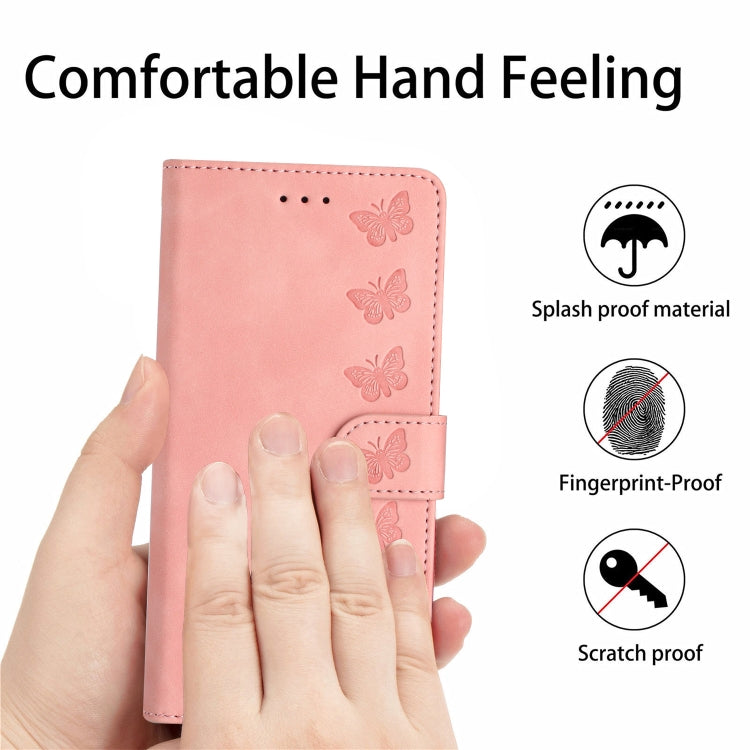 For Samsung Galaxy S25 5G Seven Butterflies Embossed Leather Phone Case(Pink) - Galaxy S25 5G Cases by PMC Jewellery | Online Shopping South Africa | PMC Jewellery | Buy Now Pay Later Mobicred