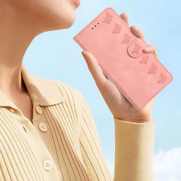 For Samsung Galaxy S25 5G Seven Butterflies Embossed Leather Phone Case(Pink) - Galaxy S25 5G Cases by PMC Jewellery | Online Shopping South Africa | PMC Jewellery | Buy Now Pay Later Mobicred