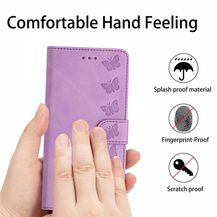 For Samsung Galaxy S25 5G Seven Butterflies Embossed Leather Phone Case(Purple) - Galaxy S25 5G Cases by PMC Jewellery | Online Shopping South Africa | PMC Jewellery | Buy Now Pay Later Mobicred