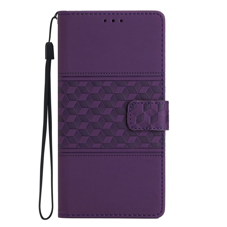 For Samsung Galaxy S25 5G Diamond Embossed Skin Feel Leather Phone Case(Purple) - Galaxy S25 5G Cases by PMC Jewellery | Online Shopping South Africa | PMC Jewellery | Buy Now Pay Later Mobicred