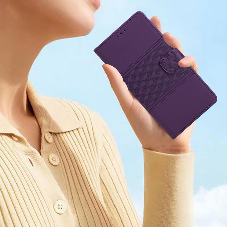 For Samsung Galaxy S25 5G Diamond Embossed Skin Feel Leather Phone Case(Purple) - Galaxy S25 5G Cases by PMC Jewellery | Online Shopping South Africa | PMC Jewellery | Buy Now Pay Later Mobicred