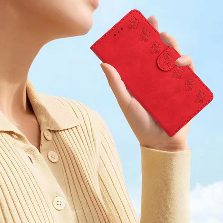 For Samsung Galaxy S25+ 5G Flower Butterfly Embossing Pattern Leather Phone Case(Red) - free shipping - PMC Jewellery - Order now!