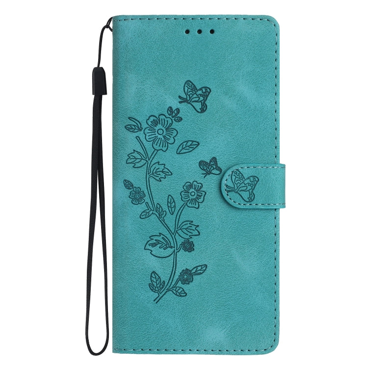 For Samsung Galaxy S25+ 5G Flower Butterfly Embossing Pattern Leather Phone Case(Sky Blue) - Galaxy S25+ 5G Cases by PMC Jewellery | Online Shopping South Africa | PMC Jewellery | Buy Now Pay Later Mobicred